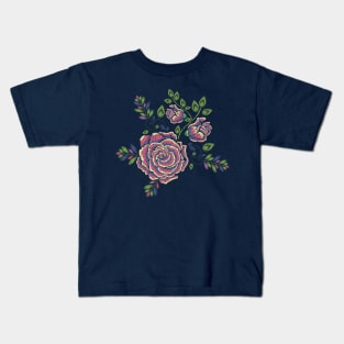 Embroidery Rose Ornament Kids T-Shirt